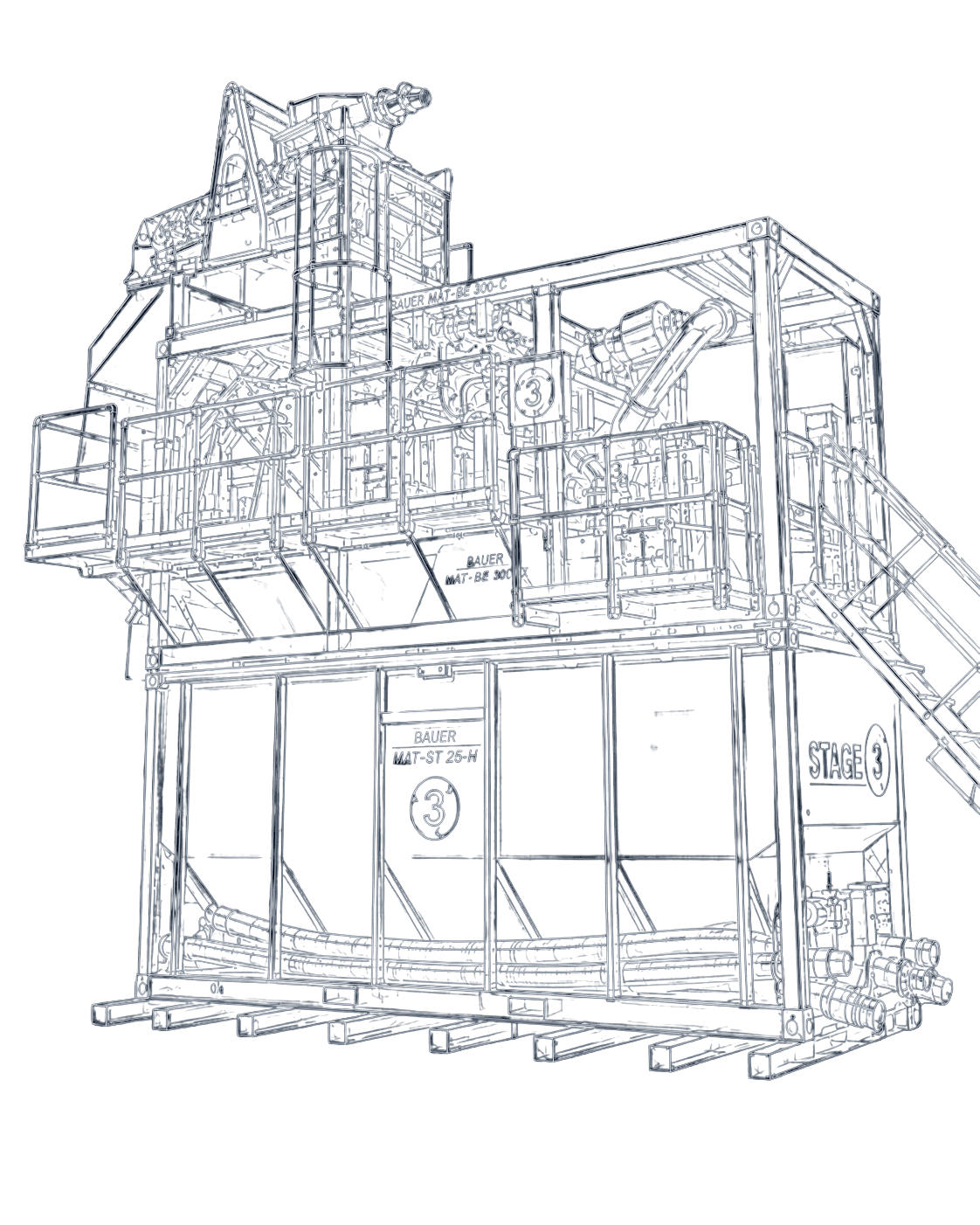 Technical line view of the Bauer BE 300-C treatment package