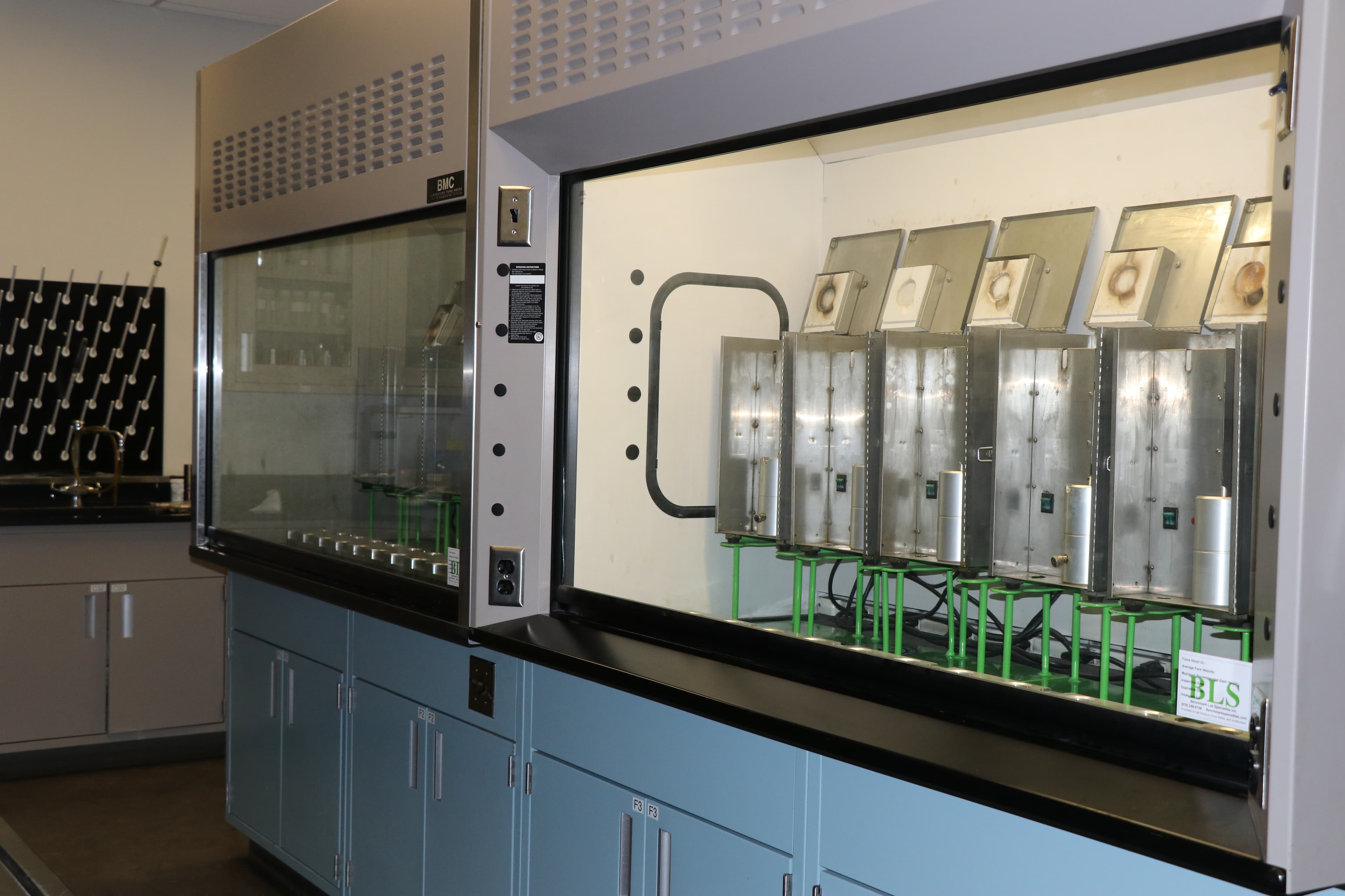 Laboratory testing equipment prepared for sample analysis
