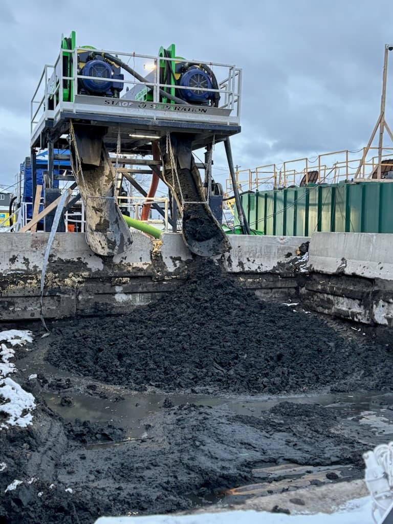 Processed biosolids after dewatering
