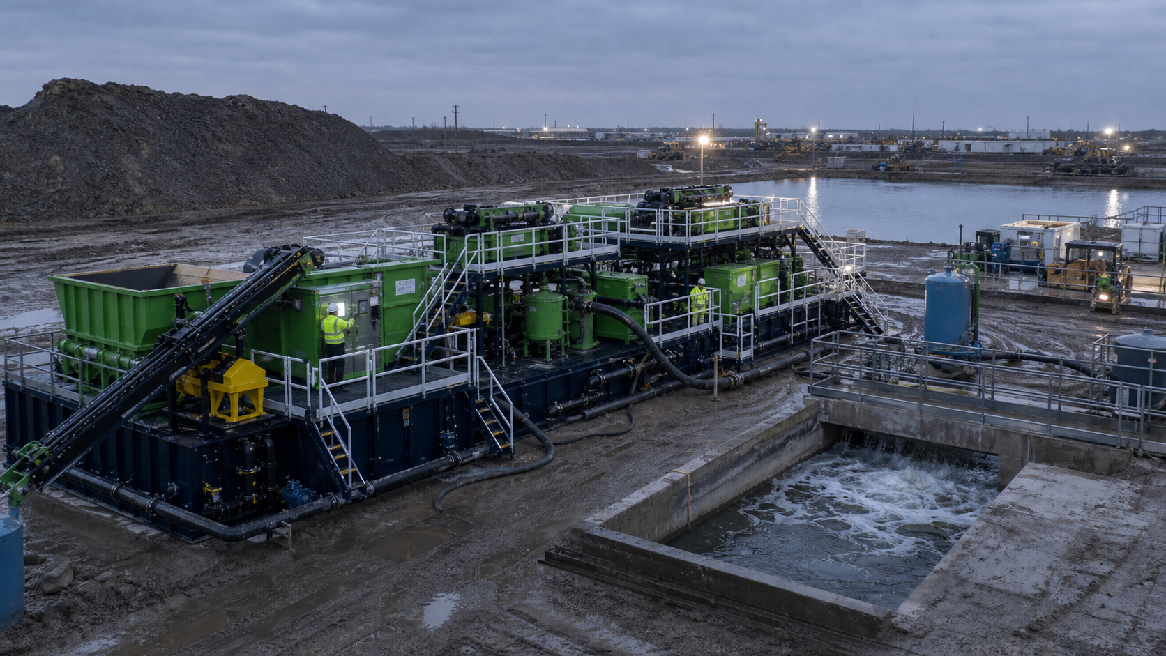 Modular slurry separation equipment on an active jobsite