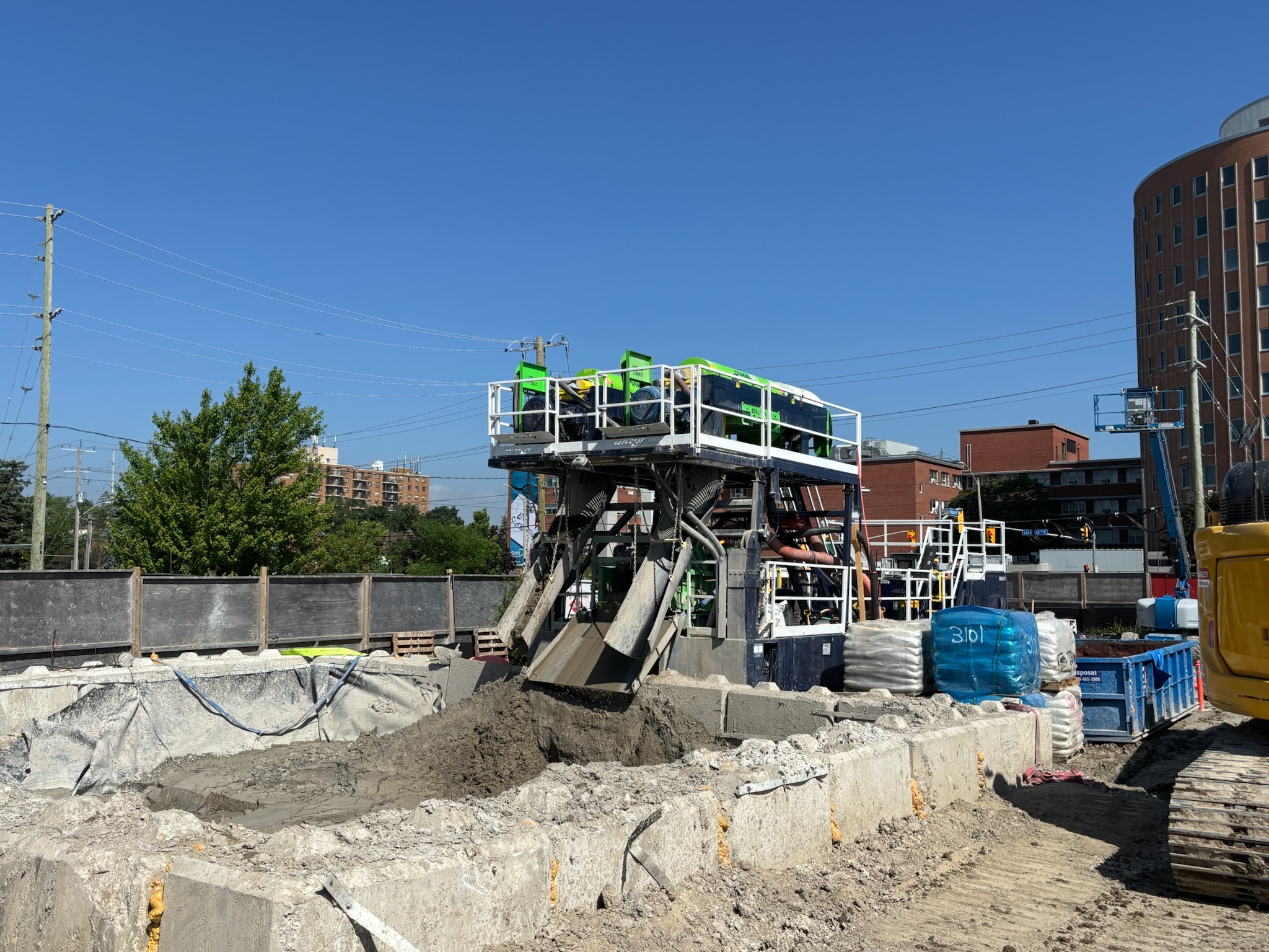 Stage 3 Separation treatment equipment and discharge chutes at an urban construction site