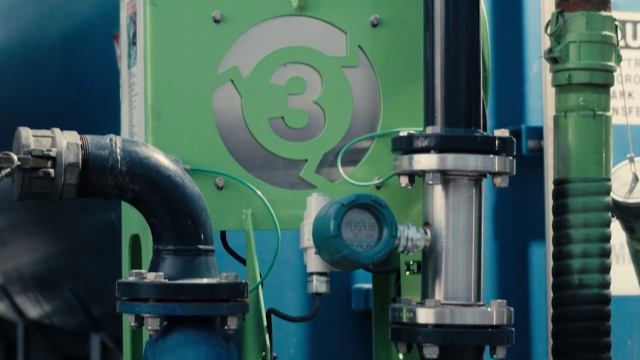 Close view of a process meter installed on Stage 3 Separation equipment